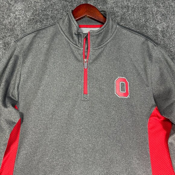 Scarlet & Gray Shirt Mens Medium 1/4 Zip Gray Long Sleeve Ohio State Authentic - Picture 4 of 8